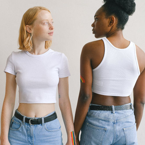 Cotton Sisters Crop Top Oberteil in Weiß aus Baumwolle