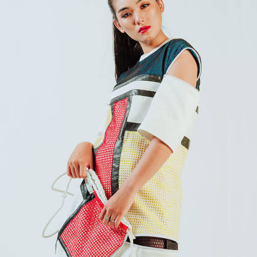 Bodycon Tripple Color Kleid mit Matchup Tasche